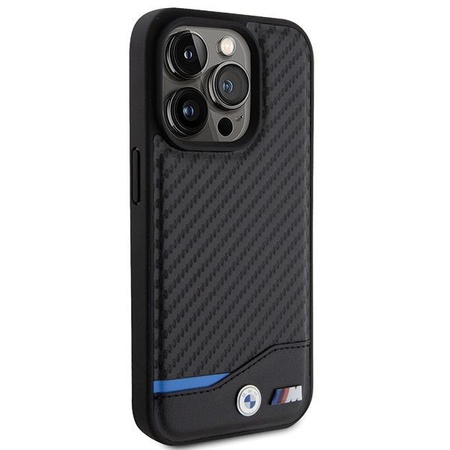 Etui BMW Leather Carbon na iPhone 15 Pro - czarne