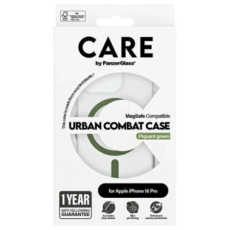 Etui CARE by PanzerGlass Flagship Case z MagSafe na iPhone 16 Pro - zielone