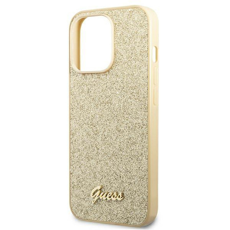 Guess GUHCP14LHGGSHD iPhone 14 Pro 6,1" złoty/gold hard case Glitter Script