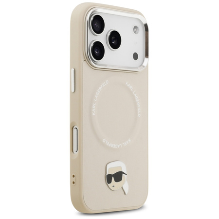 Etui Karl Lagerfeld Karl Pin MagSafe do  iPhone 17 Pro Max beżowy