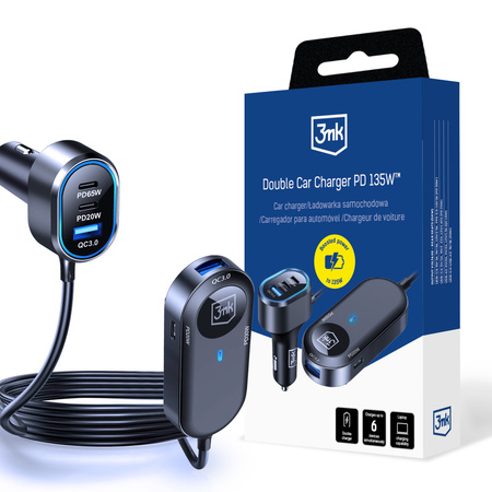 3MK ŁADOWARKA CAR 135W PD QC PPS DOUBLE 2A4C DO TELEFONÓW DO SAMOCHODU