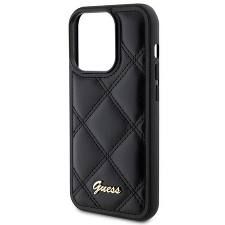 Etui Guess Quilted Metal Logo na iPhone 15 Pro - czarne