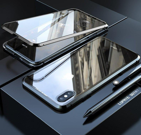 Wozinsky Magnetic Cam Slider Case magnetyczne etui 360 na cały telefon szkło na ekran osłona na aparat Huawei P40 czarny