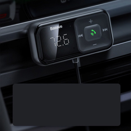 Baseus S-16 Transmiter FM Bluetooth 5.0 2x USB ładowarka samochodowa AUX MP3 TF micro SD 3,1 A czarny (CCTM-E01)