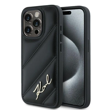 KARL LAGERFELD ETUI HARDCASE DO IPHONE 15 PRO 6.1 Z DIAGONAL QUILTED SCRIPT