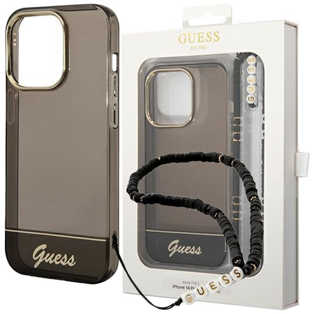 Guess GUHCP14SHGCOHK iPhone 14 6,1" czarny/black hardcase Translucent Pearl Strap