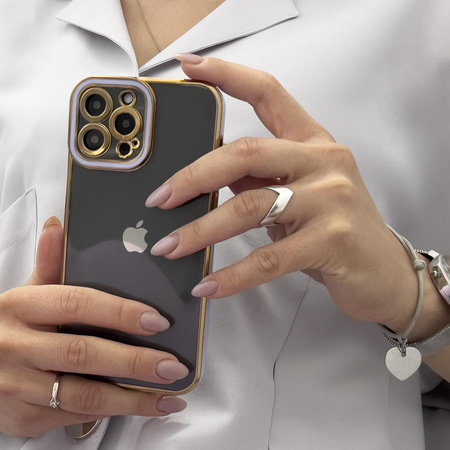 Fashion Case etui do iPhone 12 Pro Max żelowy pokrowiec ze złotą ramką czerwony