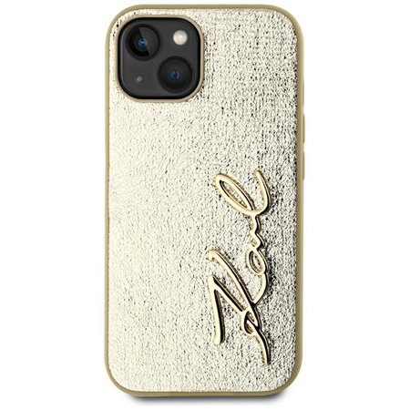 KARL LAGERFELD ETUI WRINKLED METAL DO IPHONE 15 ZŁOTE Z METALOWYM AKCENTEM