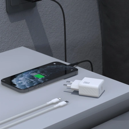 Ładowarka sieciowa Dudao A26LEU PD 20W GaN USB-C z kablem USB-C - Lightning - czarna