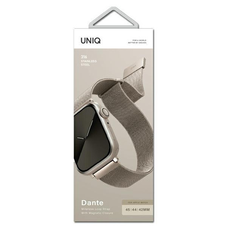 UNIQ pasek Dante Apple Watch Series 4/5/6/7/8/SE/SE2 42/44/45mm Stainless Steel starlight