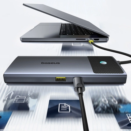 HUB Baseus Metal Gleam Series II 7w1 USB-C - USB-C PD100W / 2x USB-A / 2x HDMI 4K / USB-A 3.0 / USB-C 3.0