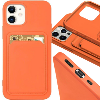 Card Case silikonowe etui portfel z kieszonką na kartę dokumenty do iPhone 11 Pro pomarańczowy