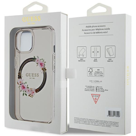 GUESS POKROWIEC HARDCASE DO IPHONE 15 14 13 6.1 DO MAGSAFE KWIATY WREATCH