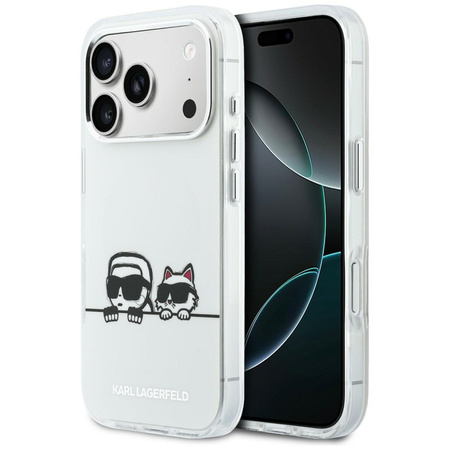 Etui Karl Lagerfeld IML Karl & Choupette Peekaboo Logo MagSafe do iPhone 17 Pro Max biały