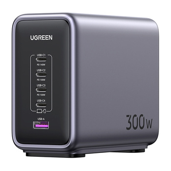 Ładowarka sieciowa UGREEN CD333 Nexode, USB + 4x USB-C, GaN, 300W + kabel USB-C 240W (czarny)