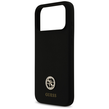 Etui Guess Silicone Logo Strass 4G MagSafe do iPhone 17 Pro Max czarny