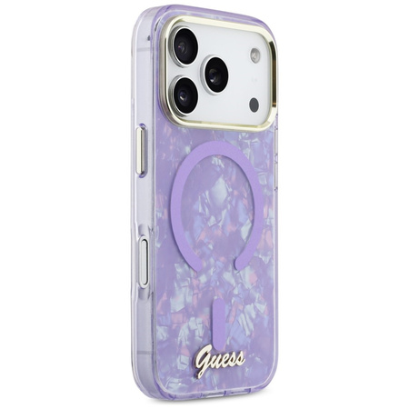 Etui Guess IML Shell Script Metal        MagSafe do iPhone 17 Pro Max fioletowy