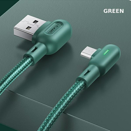 USAMS KABEL MICRO USB 2A 1,2M KĄTOWY DO TELEFONÓW I TABLETÓW ZIELONY 1,2M