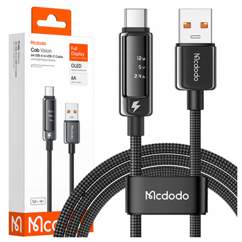 MCDODO KABEL USB-A USB-C SZYBKIE ŁADOWANIE DO TELEFONU 100W 6A 1M OLED