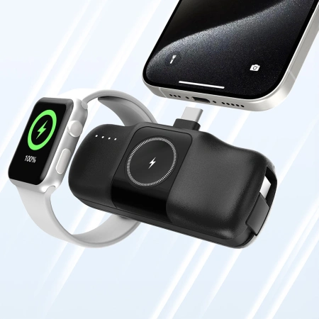 WOZINSKY MINI POWERBANK 5000MAH Z KABLEM USB-C DO APPLE WATCH 15W ŁADOWANIE