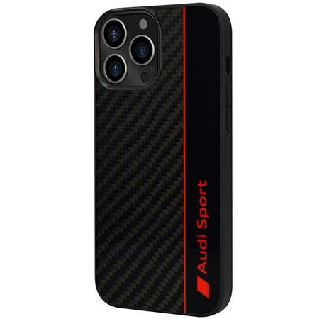 Etui Audi Carbon Fiber Stripe na iPhone 13 Pro / 13 - czarne AUS-TPUPCIP13P-R8/D1-BK