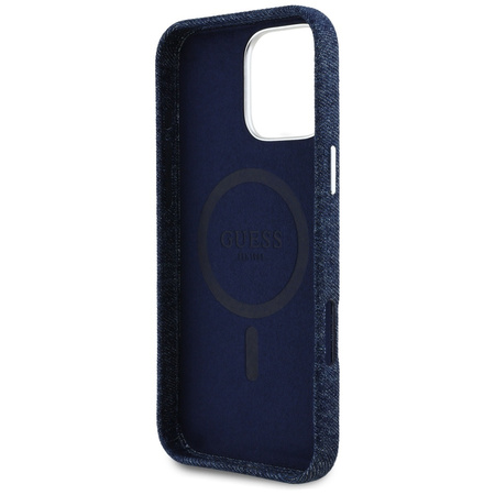 GUESS ETUI TPU DO IPHONE 16 PRO DO MAGSAFE DENIM TRIANGLE LOGO WYTRZYMAŁE