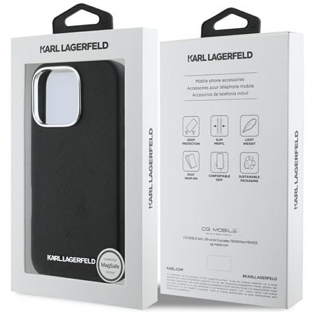 KARL LAGERFELD ETUI SAFFIANO DO IPHONE 16 PRO MAX Z METALOWYM LOGO
