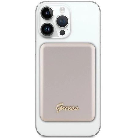 Powerbank indukcyjny Guess MagSafe Metal Script Logo 5W 3000mAh - złoty