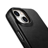 iCarer CE Oil Wax Premium Leather Folio Case skórzane etui iPhone 14 Plus z klapką magnetyczne MagSafe czarny (AKI14220707-BK)