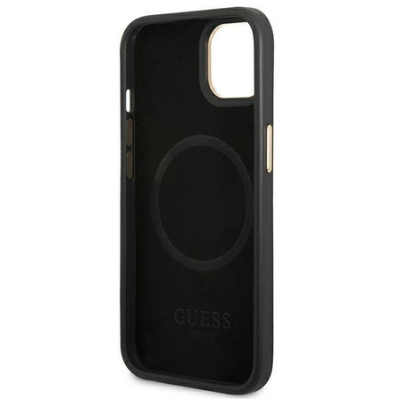 Guess GUHMP14MU4GPRK iPhone 14 Plus 6,7" czarny/black hard case 4G Logo Plate MagSafe