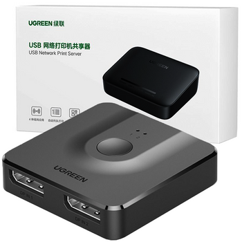 Ugreen CM430 rozdzielacz sygnału 2x DisplayPort (wejście) do 1x DisplayPort (wyjście) przełącznik 4K/1080p czarny (60622)