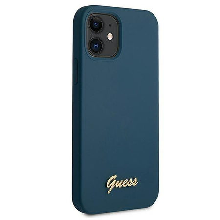 Guess GUHCP12SLSLMGBL iPhone 12 mini 5,4" niebieski/blue hardcase Metal Logo Script