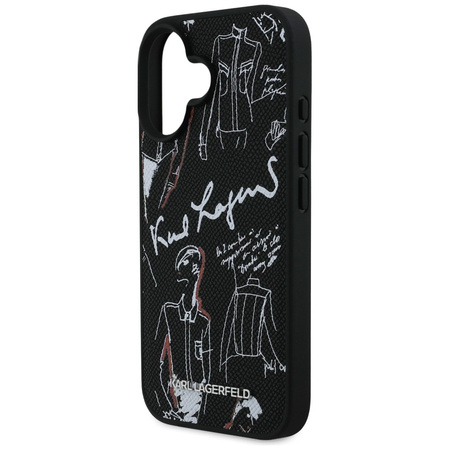 Etui Karl Lagerfeld Grained Pattern & Logo MagSafe do iPhone 16 czarny