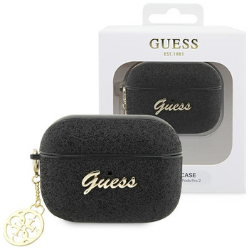 Etui Guess GUAP2GLGSHK na AirPods Pro 2 cover - czarne Glitter Flake 4G Charm