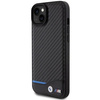 Etui BMW Leather Carbon na iPhone 15 Plus - czarne
