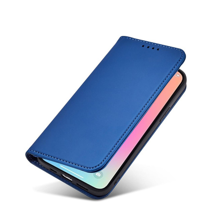 Magnet Card Case etui iPhone 14 Pro pokrowiec z klapką portfel podstawka niebieskie