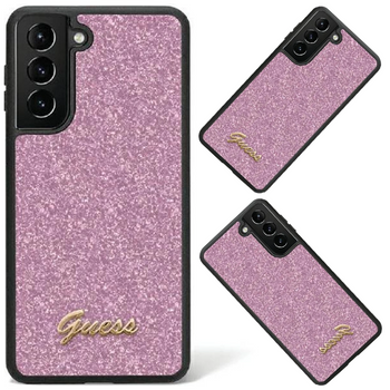 Etui Guess Glitter Script na Samsung Galaxy S24 - fioletowe