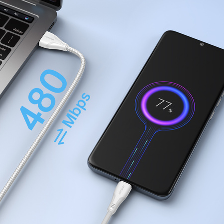 Joyroom kabel USB - micro USB 2.4A Surpass Series do szybkiego ładowania i transferu danych 2 m biały (S-UM018A11)