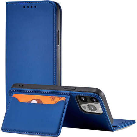 Magnet Card Case etui do Samsung Galaxy S22 Ultra pokrowiec portfel na karty kartę podstawka niebieski