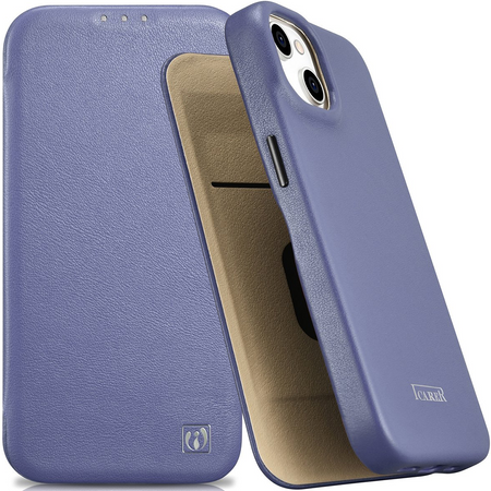 iCarer CE Premium Leather Folio Case skórzane etui iPhone 14 Plus z klapką magnetyczne MagSafe jasnofioletowy (WMI14220715-LP)