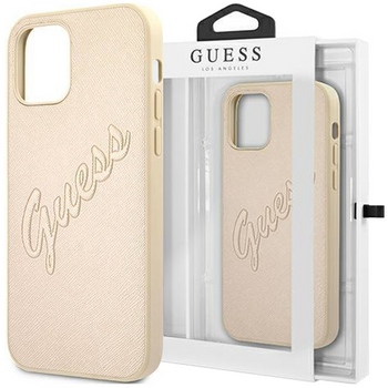 Guess GUHCP12LRSAVSLG iPhone 12 Pro Max 6,7" złoty/gold hardcase Saffiano Vintage Script