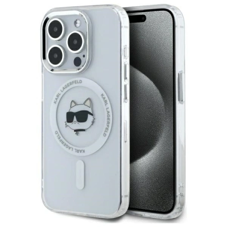 KARL LAGERFELD CASE DO IPHONE 15 PRO 6.1 DO MAGSAFE Z METALOWYM CHOUPETTE
