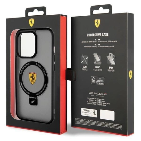Etui Ferrari Ring Stand 2023 Collection MagSafe do iPhone 15 Pro Max - czarne