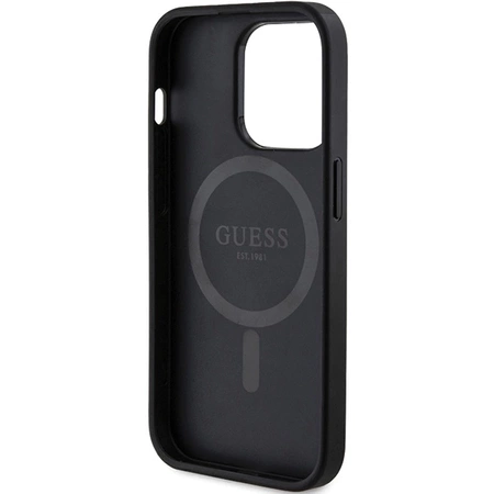Etui Guess 4G Collection Leather Metal Logo MagSafe na iPhone 14 Pro - czarne