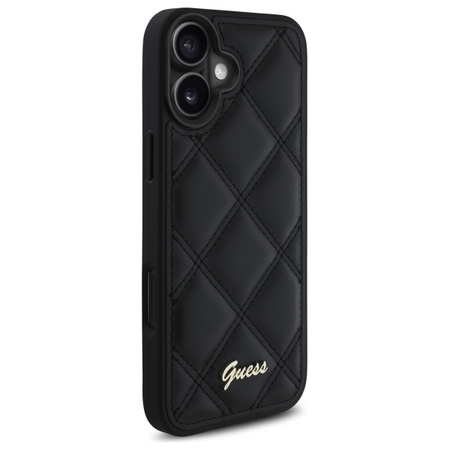 GUESS ETUI CASE HARDCASE DO IPHONE 16 61 CZARNY QUILTED METAL LOGO