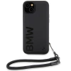 Etui BMW Signature Leather Wordmark Cord na iPhone 15 Plus / 14 Plus - czarne