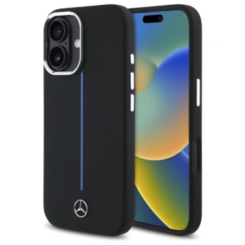 MERCEDES ETUI DO IPHONE 16 6.1 HARDCASE SILIKONOWE DO MAGSAFE BLUE STRIPE