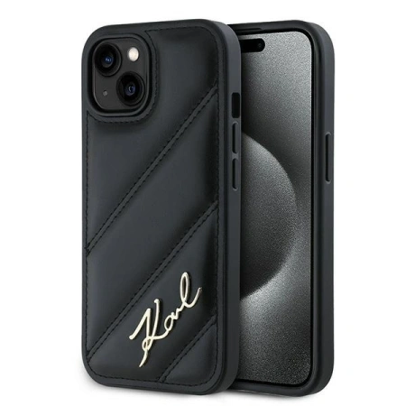 KARL LAGERFELD ETUI HARDCASE DIAGONAL QUILTED SCRIPT DO IPHONE 15 14 13 6.1