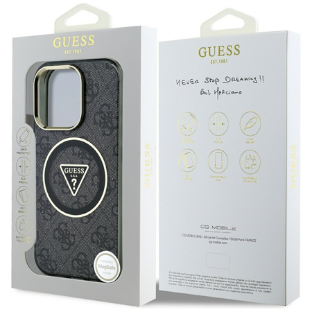 GUESS ETUI IML METAL GLITTER 4G CIRCLE TRIANGLE DO IPHONE 16 PRO DO MAGSAFE