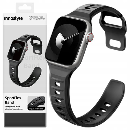 INNOSTYLE PASEK DO ZEGARKA SMARTWATCH 42 44 45 46 49 MM SILIKONOWY CZARNY
